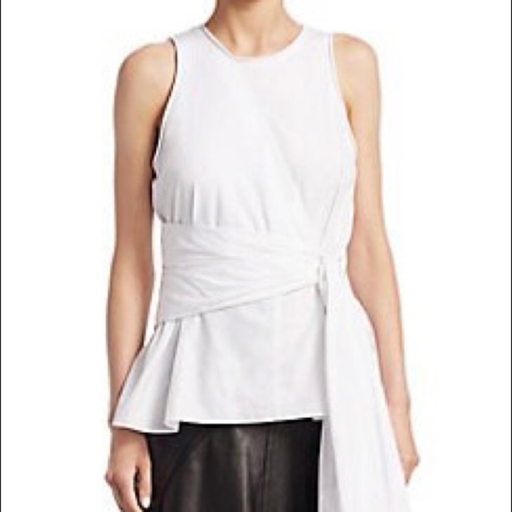 3.1 Phillip Lim SL Twist Tie Front Peplum Top Blouse White 4